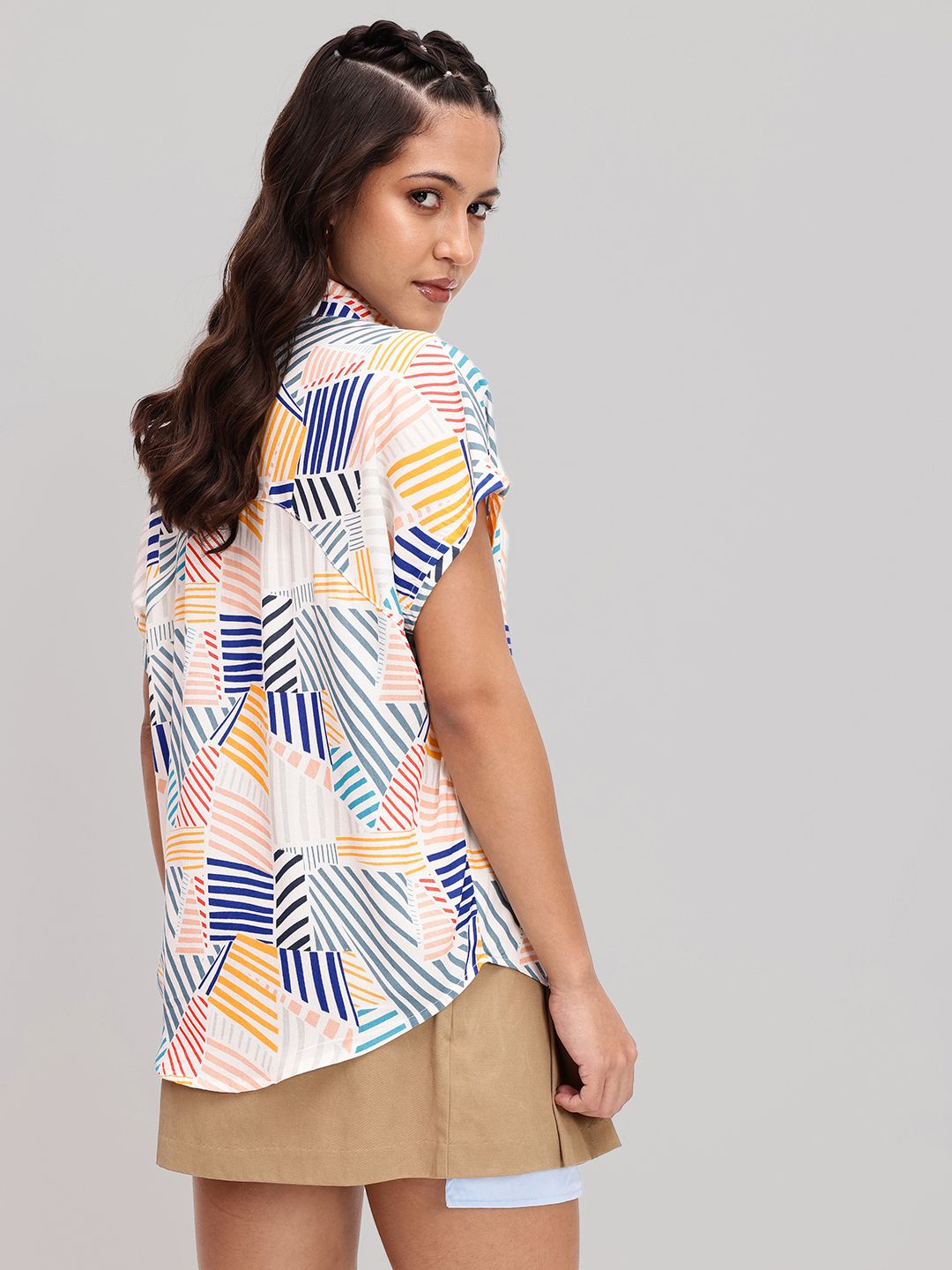 DressBerry Follow My Geometry Printed Button-It-Up Shirt