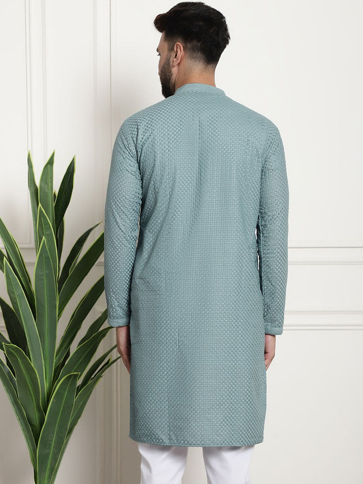 SOJANYA Rekaan Tenunan Kolar Mandarin Straight Cotton Kurta