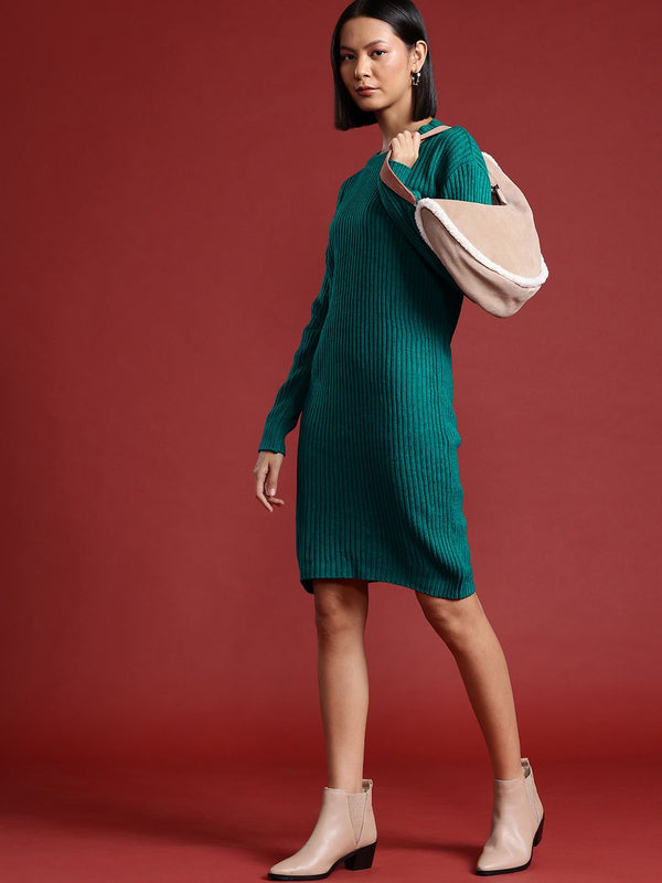 all about you Ribbed Acrylic Sweater Dress