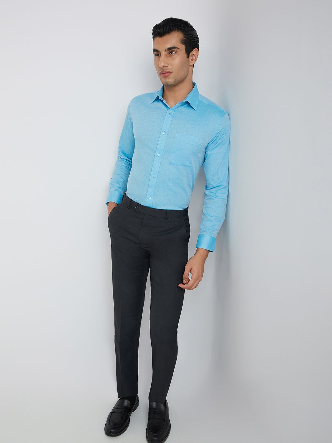 Raymond Textured Pure Cotton Slim Fit Formal Shirt