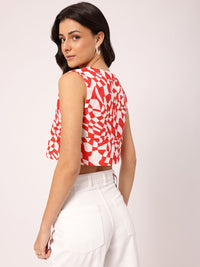 DressBerry Blush & Bold Printed Side Bows Crop Top