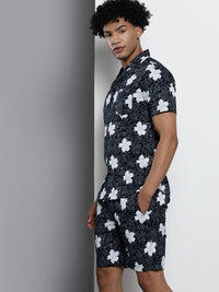The Indian Garage Co Men Blue Floral Print Pure Cotton Night Suit