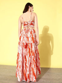 QUIERO Abstract Printed Cut-Outs Detailed Halter Neck Maxi Dress