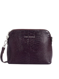 Lino Perros Women Coffee Brown Croc-Textured Structured Sling Bag