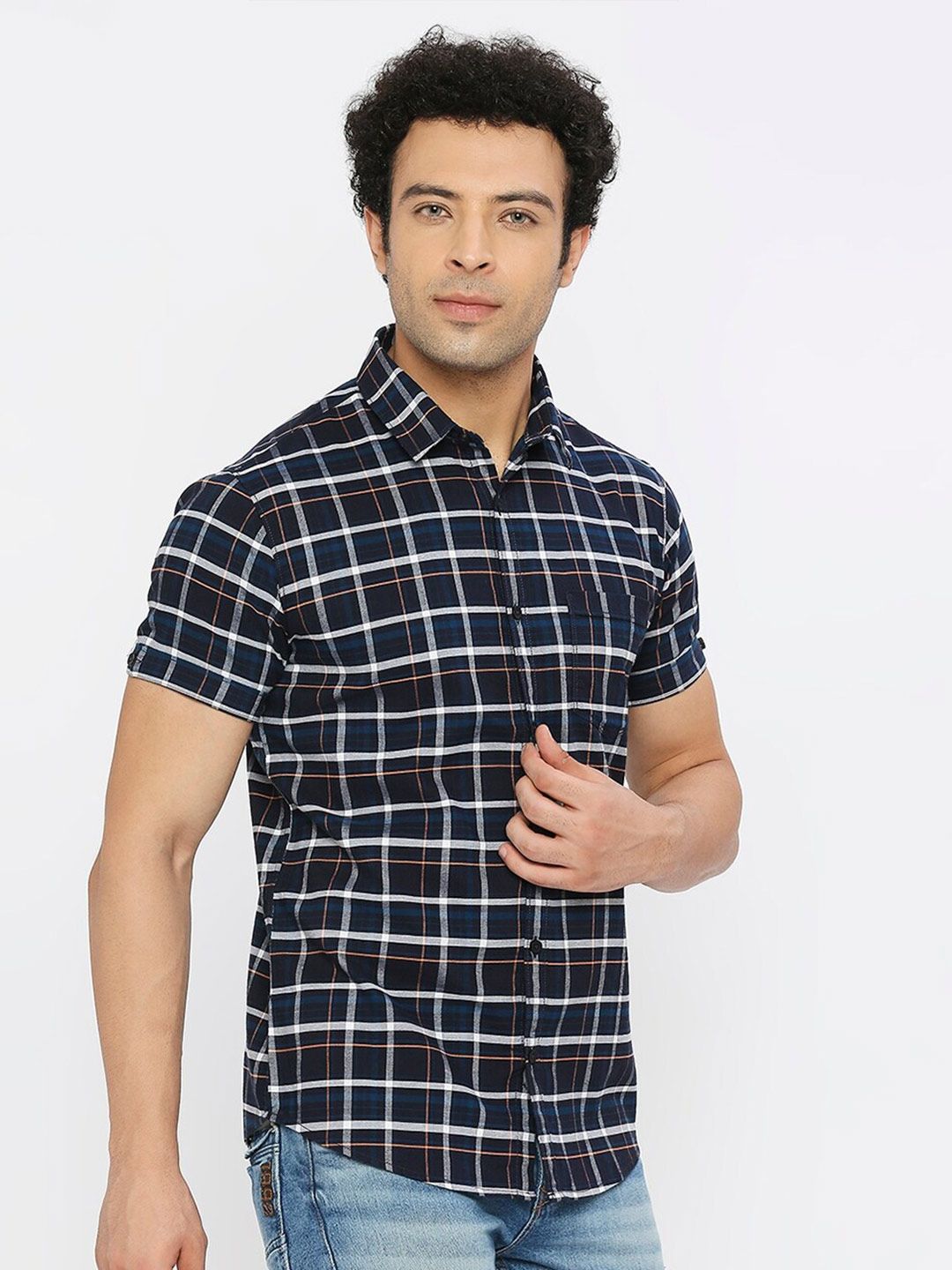 SPYKAR Classic Slim Fit Checked Cotton Casual Shirt