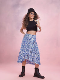 DressBerry Floral Print Ruffled Tulip Skirt