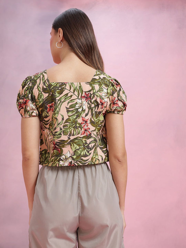 DressBerry Floral Print Puff Sleeve Top