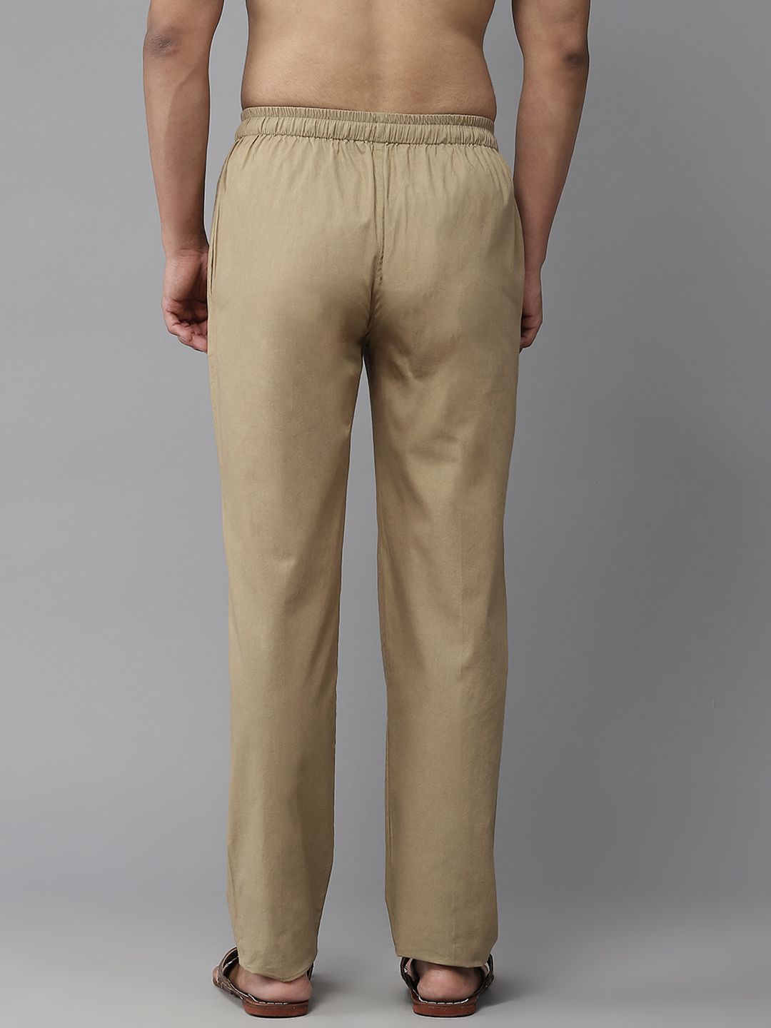 See Designs Men Khaki Solid Cotton Pyjamas