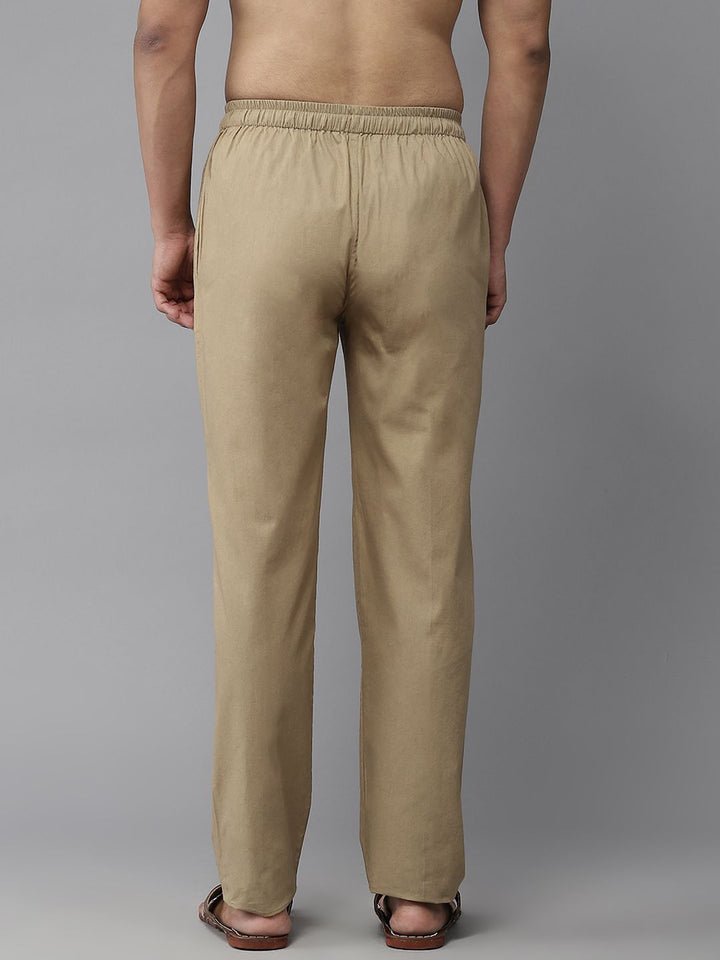 See Designs Men Khaki Solid Cotton Pyjamas