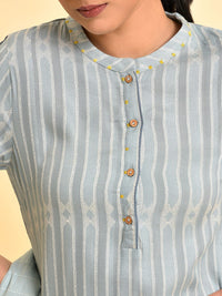 W Vertical Striped Regular Kurta With Trousers & Dupatta