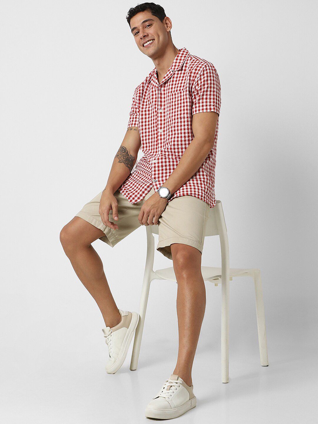 VASTRADO Men Classic Gingham Checks Opaque Checked Casual Shirt