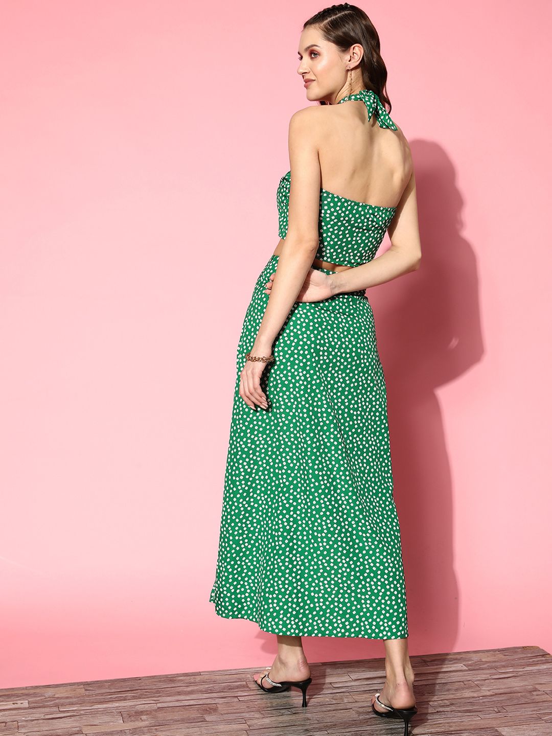 Berrylush Women Green Floral Print Co-Ords