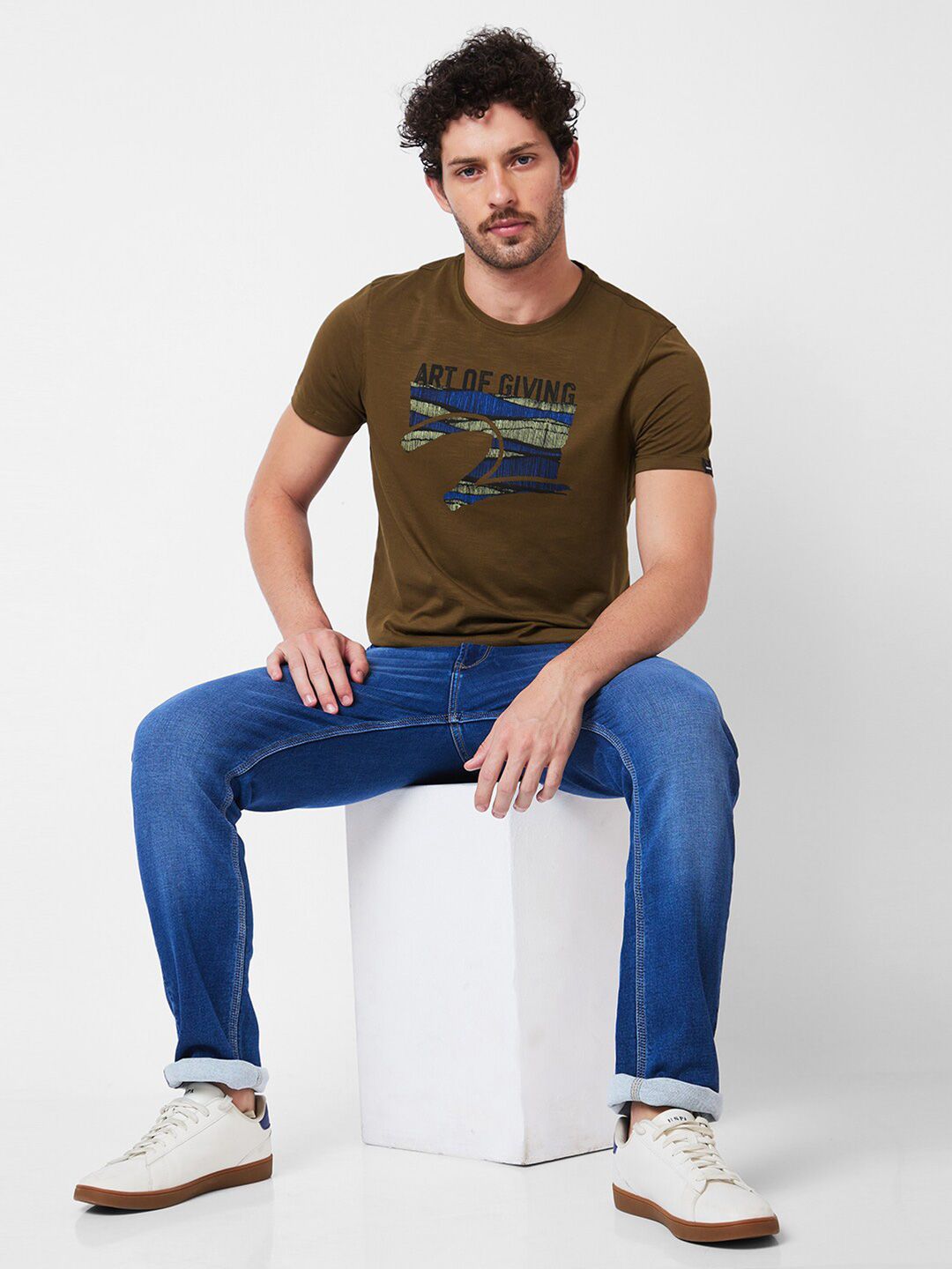 SPYKAR Round Neck Printed Cotton Slim Fit T-shirt