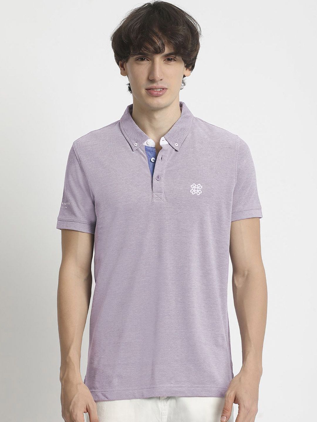THE BEAR HOUSE Men Solid Polo Collar Regular Fit Pure Cotton T-shirt