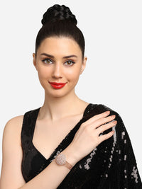 Zaveri Pearls Women Rose Gold-Plated Cubic Zirconia Kada Bracelet