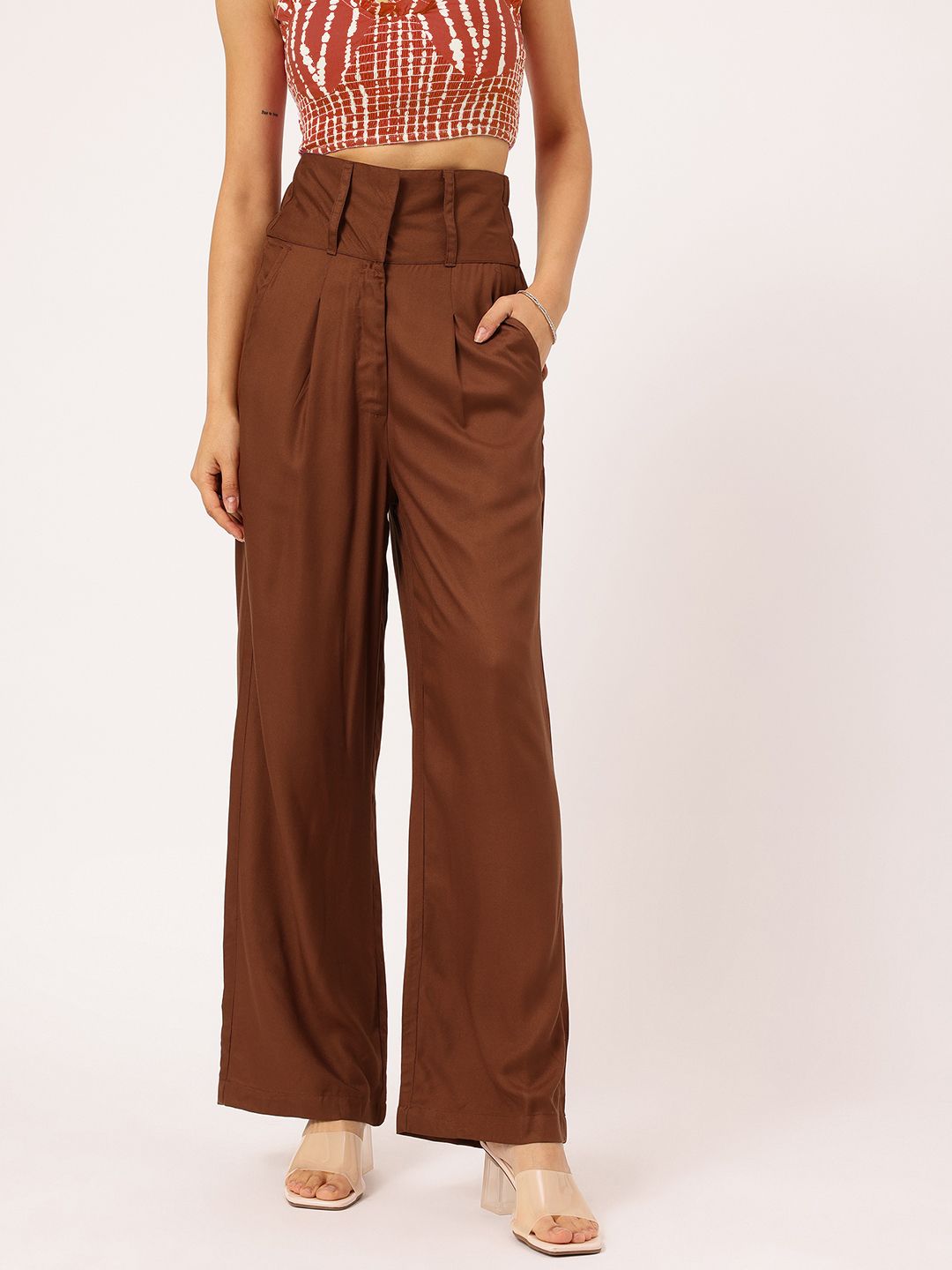 DressBerry Women Flare Flair Wide Waistband Trousers