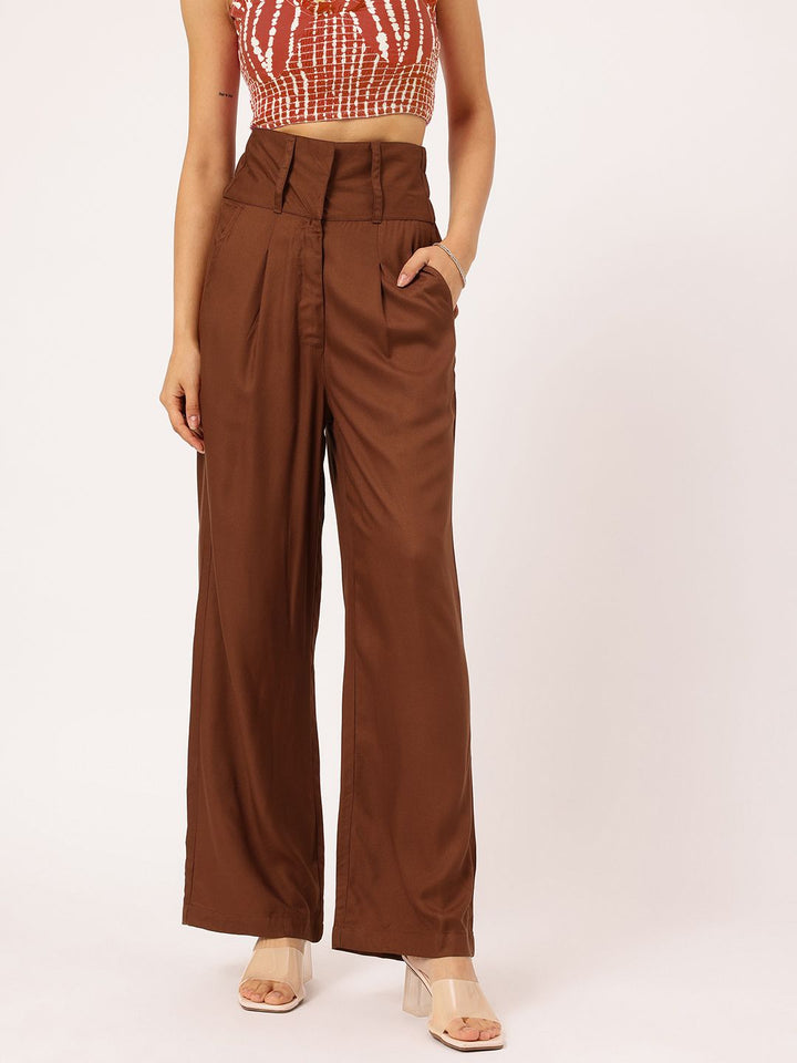 DressBerry Women Flare Flair Wide Waistband Trousers
