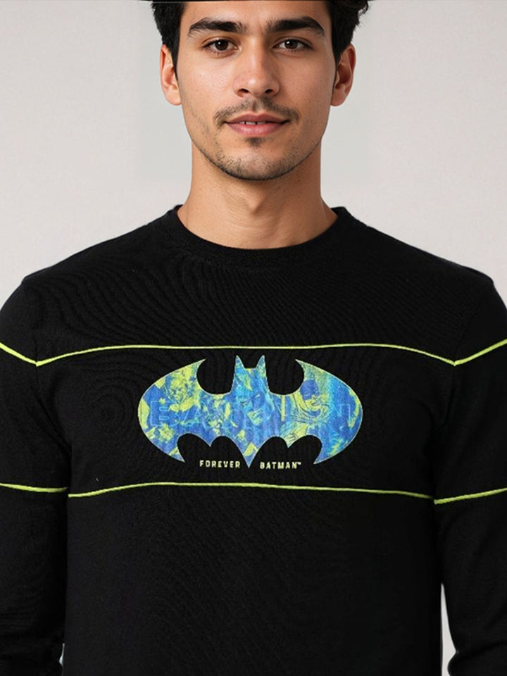 The Indian Garage Co Men Batman Graphic Printed Round Neck Cotton Slim Fit T-shirt