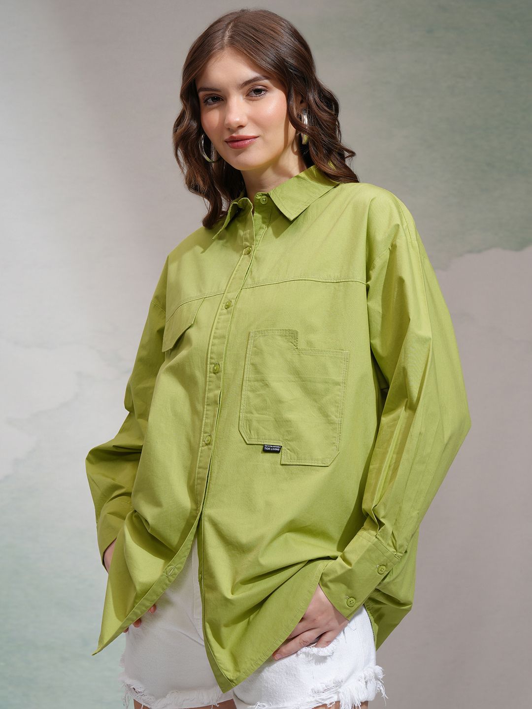 Tokyo Talkies Women Oversized Solid Formal Shirt