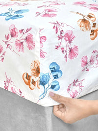Myntra Elegant Homes White Floral 300 TC King Bedsheet with 2 Pillow Covers