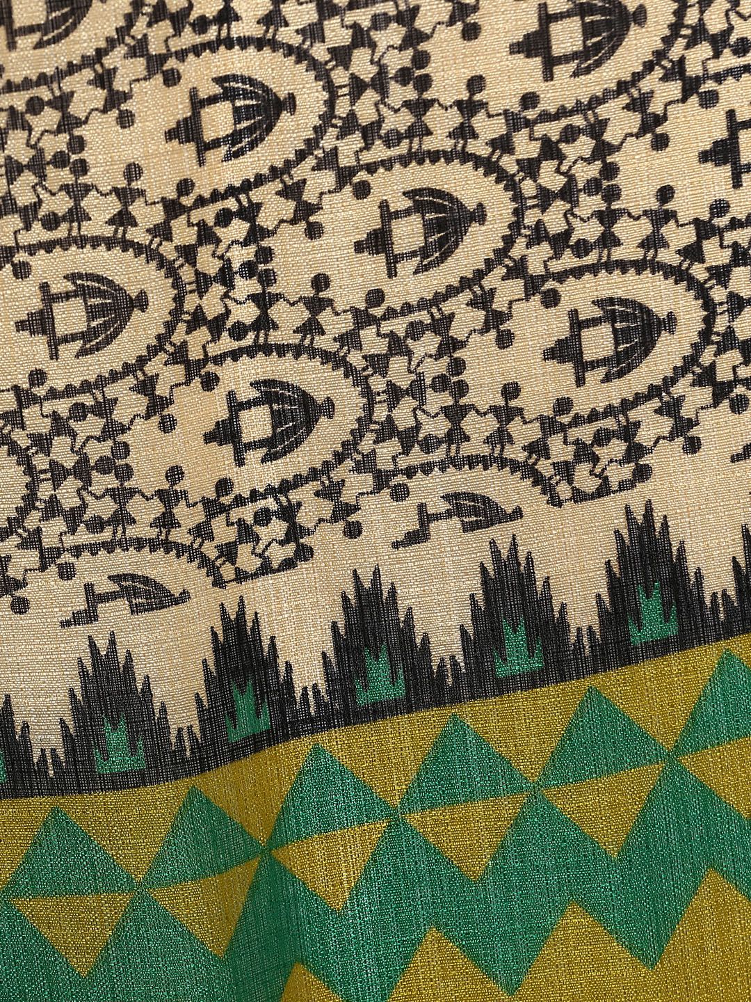 Saree mall Cream-Coloured & Green Printed Dupatta