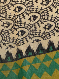 Saree mall Cream-Coloured & Green Printed Dupatta