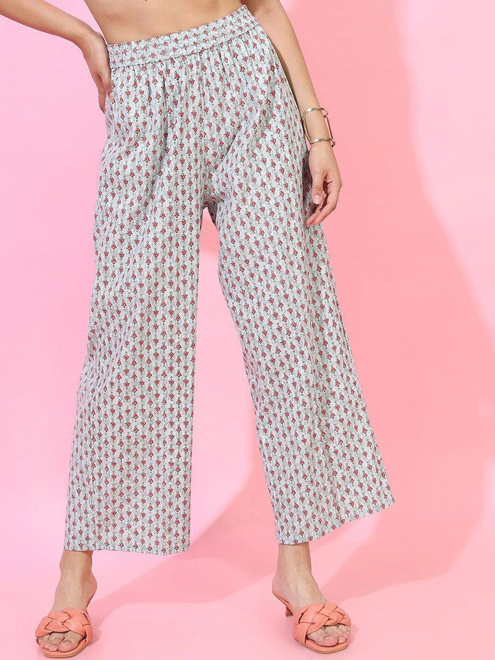 Vishudh Women Woven Design Pure Cotton Kurta with Palazzo and Dupatta