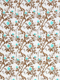 BOMBAY DYEING Brown & Blue Floral Pure Cotton 144 TC Queen Bedsheet Set 2.28 x 2.54 Mts