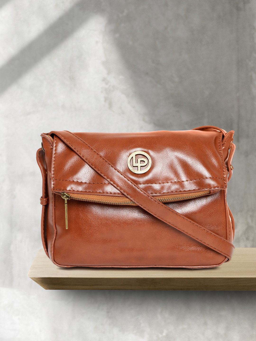Lino Perros Tan Brown Solid Sling Bag