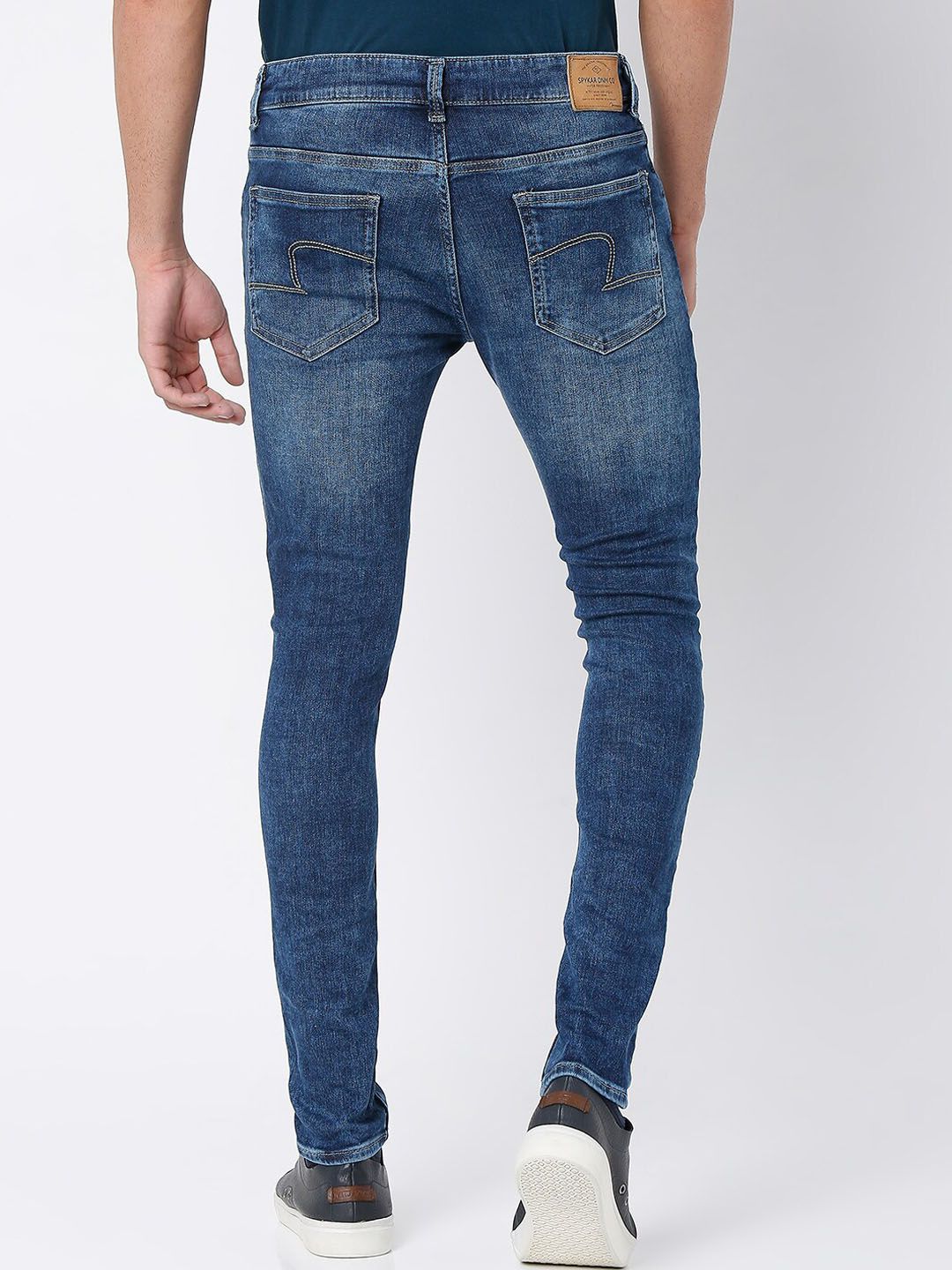 SPYKAR Men Blue Super Skinny Fit Low-Rise Heavy Fade Jeans