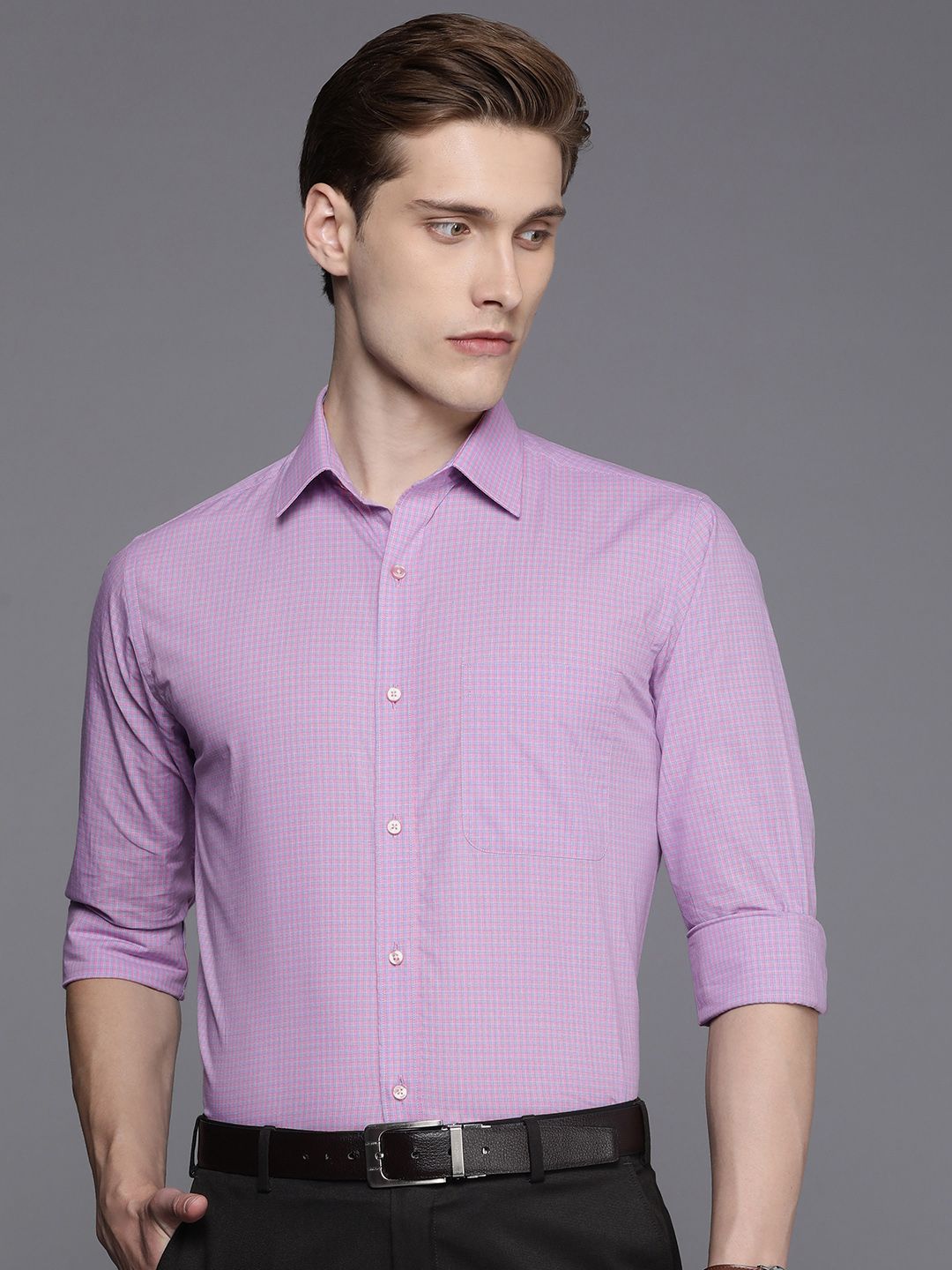 Raymond Pure Cotton Slim Fit Checked Formal Shirt