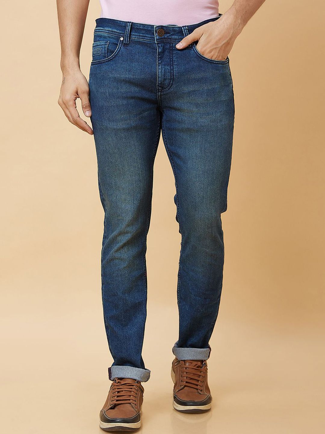 Being Human Men Washed Striped Longline Denim Jacket