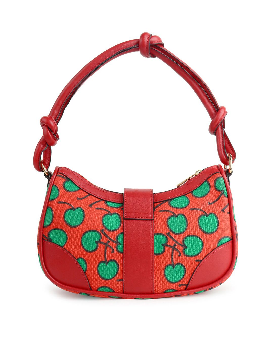 Berrylush Red Graphic Printed PU Structured Shoulder Bag