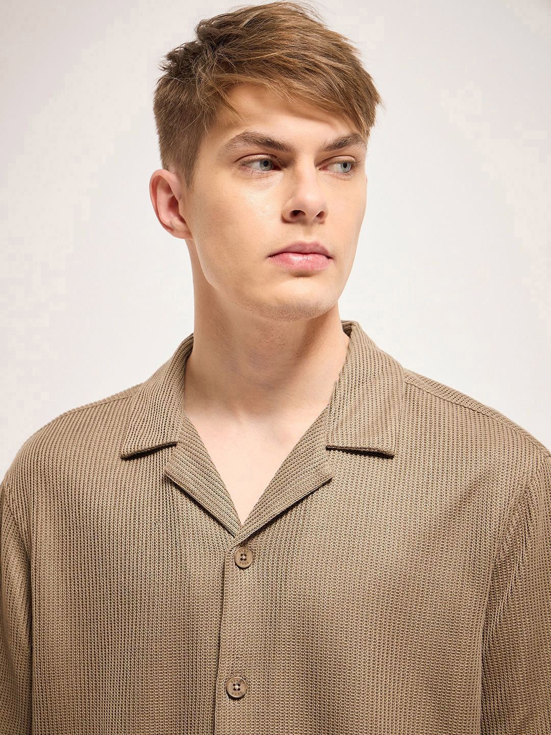 THE BEAR HOUSE Men Cuban Collar Abstract Printed Casual Shirt
