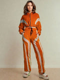DressBerry Colour Block Long Sleeves High Neck Sweatshirt With Trousers