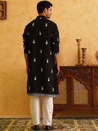 SOJANYA LUXE Floral Embroidered Regular Thread Work Pure Cotton Kurta with Pyjamas