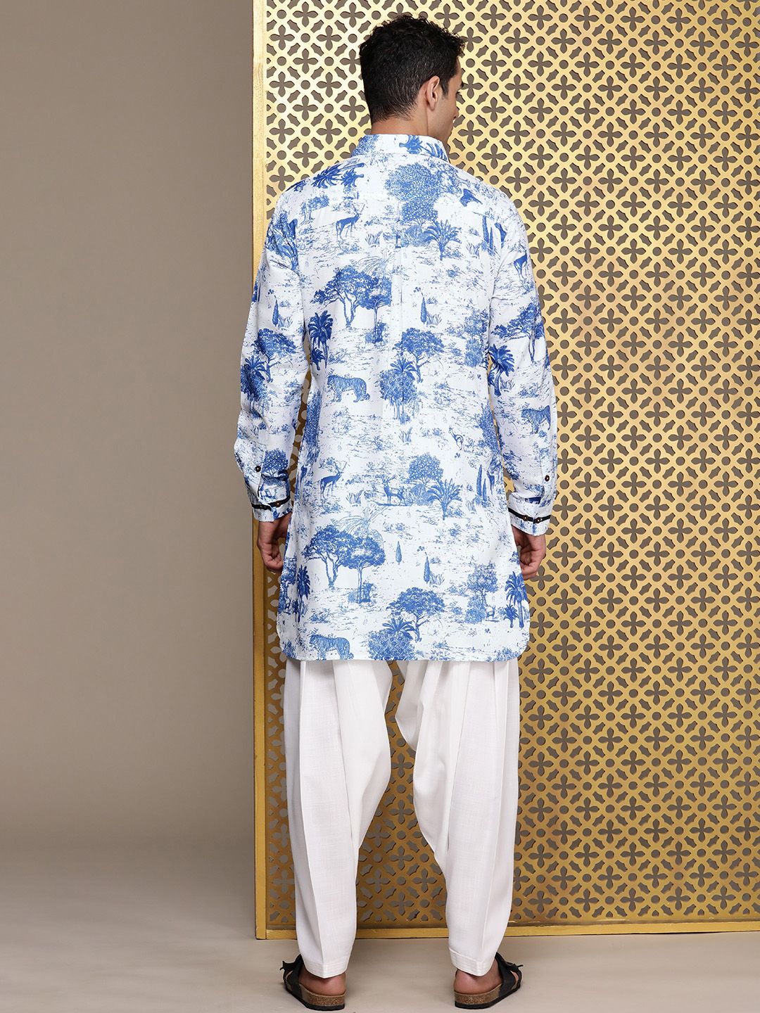 House of Pataudi Shirt Collar Tribal Printed Jashn Kurta