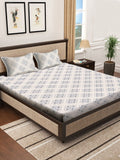 KLOTTHE Grey Geometric Printed 400 TC Double King Bedsheet with 2 pillow covers