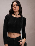 Tokyo Talkies Self Design Acrylic Front-Open Sweaters