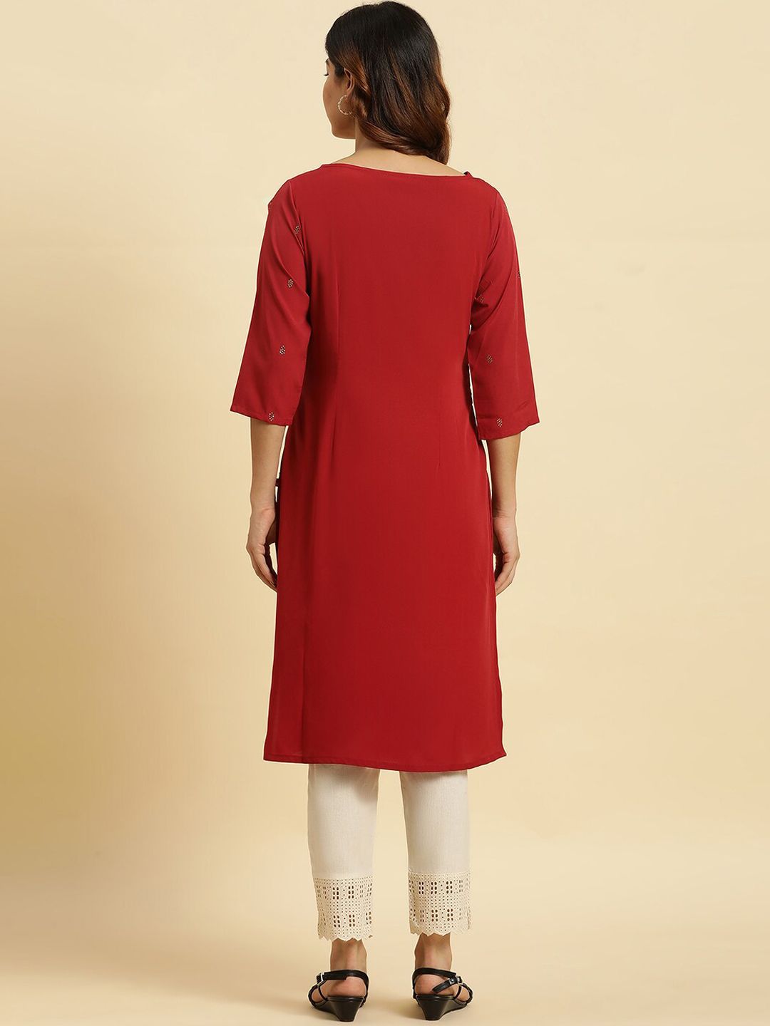 W Ethnic Motifs Embellished Sequinned Straight Kurta