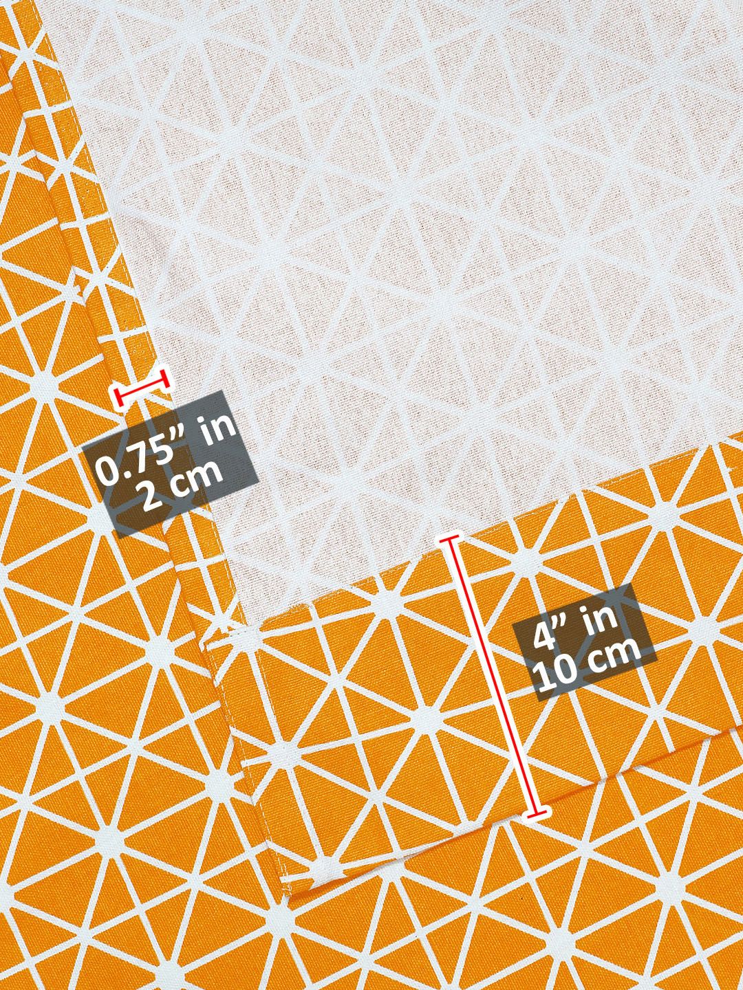 Story@home Orange & White Geometric Room Darkening Window Curtain