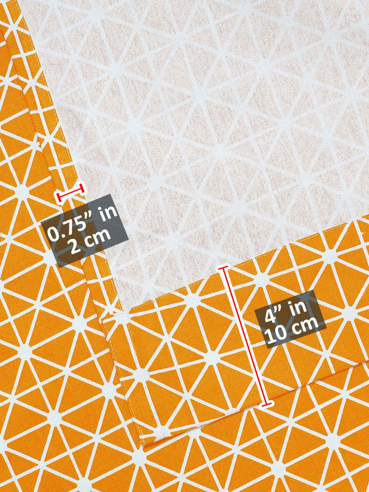 Story@home Orange & White Geometric Room Darkening Window Curtain