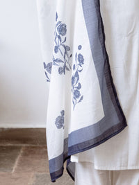 Indo Era Women Floral Embroidered Regular Thread Work Pure Cotton Kurta with Trousers & With Dupatta