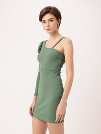DressBerry Ribbed In Korean Street Peek-A-Boo Shoulder Bodycon Mini Dress