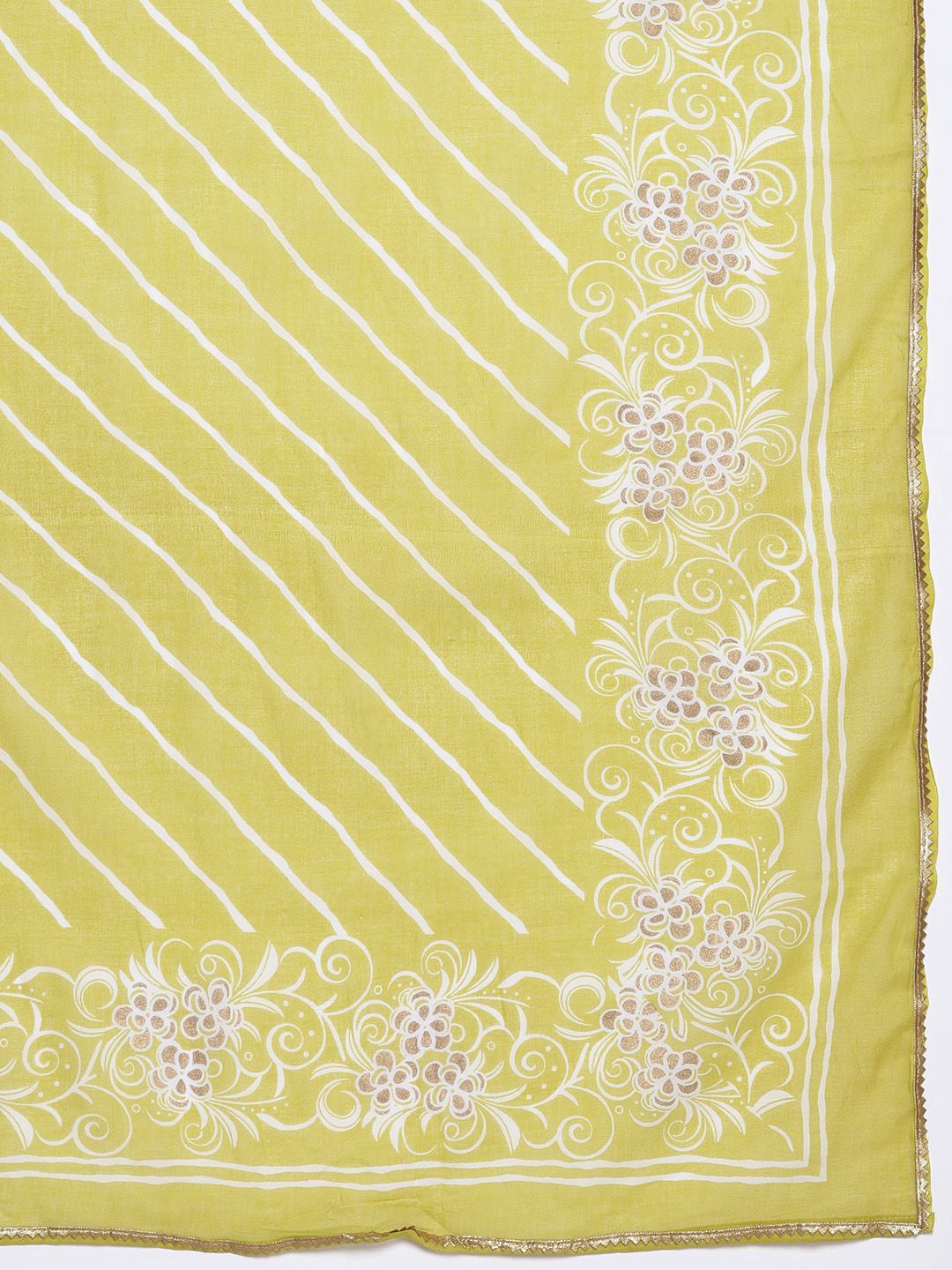 Libas Women Floral Yoke Design High Slit Pure Cotton Kurta with Palazzos & With Dupatta
