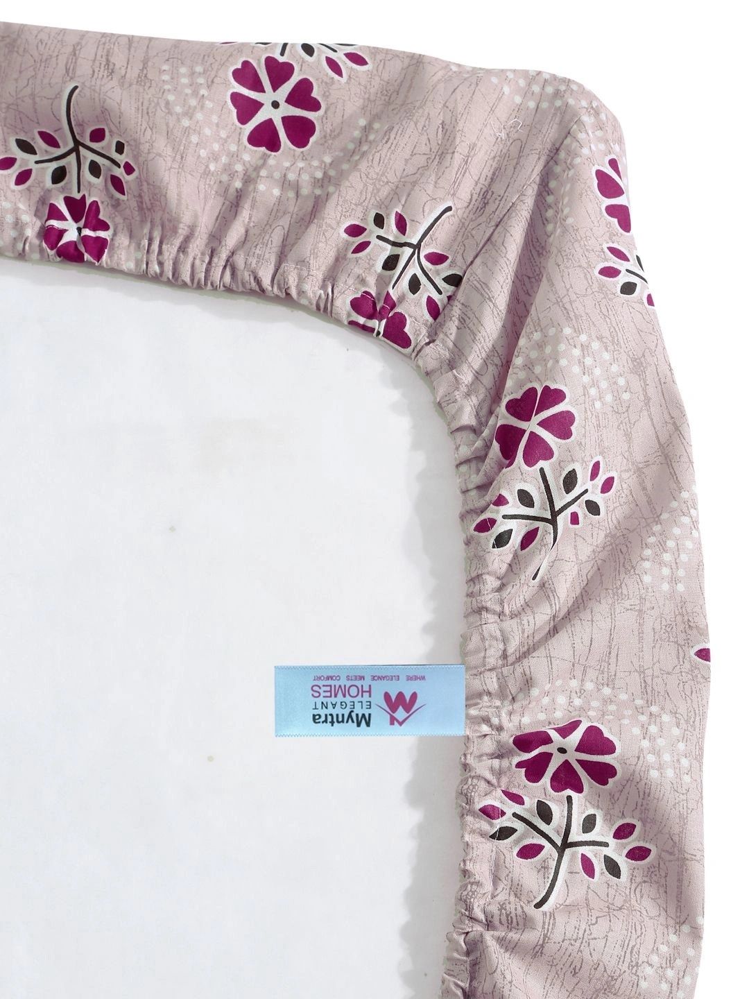 Myntra Elegant Homes Pink Floral 400 TC Cadar Tempat Tidur Single dengan 1 Sarung Bantal