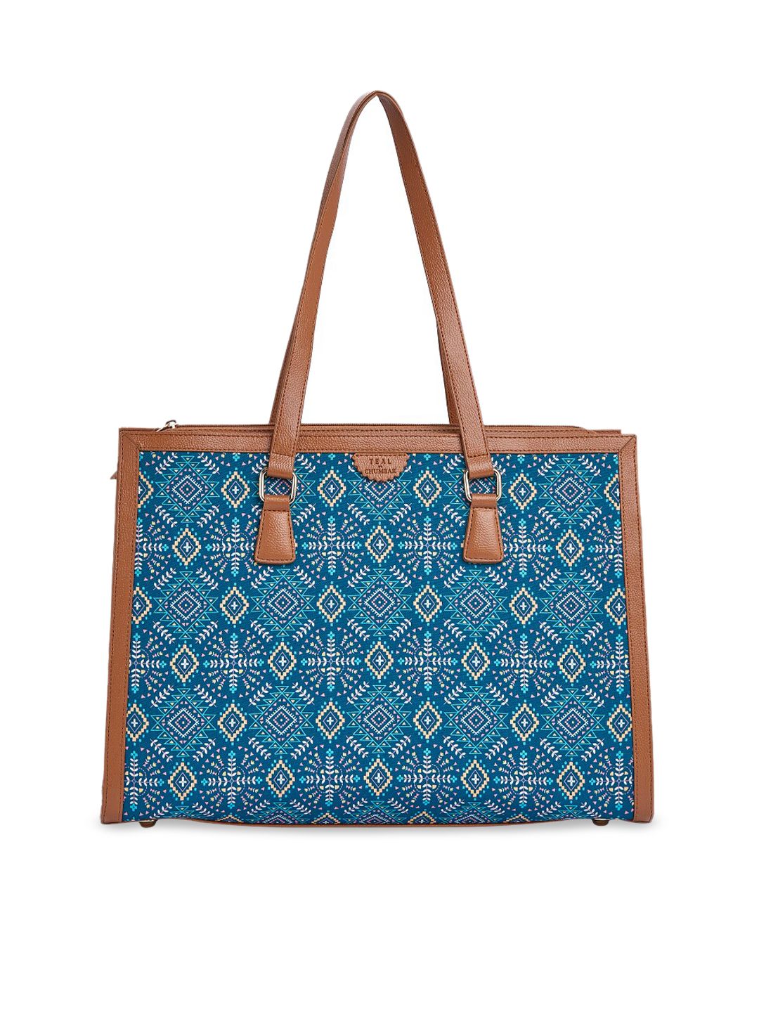 TEAL BY CHUMBAK Ethnic Motifs Printed Structured Tote Bag