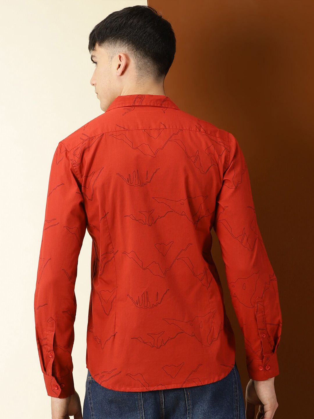 Thomas Scott Classic Abstract Printed Cuban Collar Cotton Casual Shirt