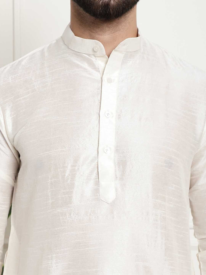 SOJANYA Men Off White Regular Kurta with Churidar