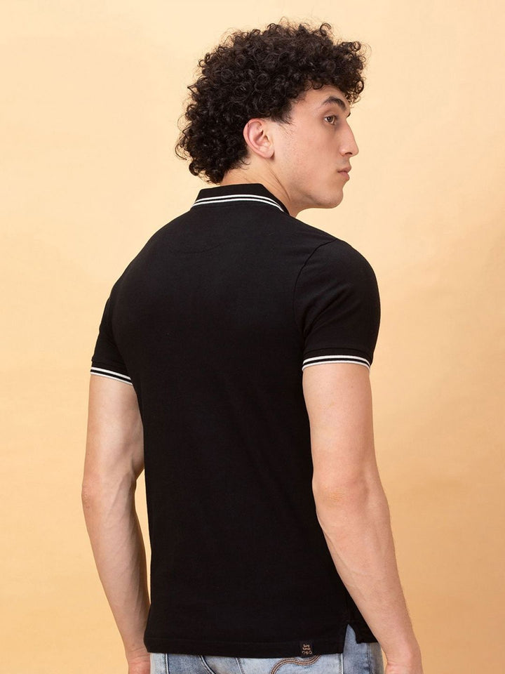 Being Human Men Colourblocked Polo Collar Applique Pure Cotton T-shirt